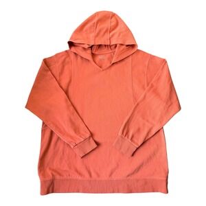 Athleta‎ Sundown Hoodie Persimmon Peach Cotton Pullover Sweatshirt  M Oversized